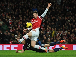 Arsenal V Manchester United 2013-14 Prints: Clash of Titans: Giroud vs. Vidic - Arsenal vs. Manchester United, Premier League, 2014