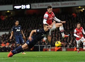Arsenal V Manchester United 2013-14 Prints: Clash of Titans: Giroud vs. Vidic - Arsenal vs