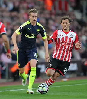 Southampton V Arsenal 2016-17 Prints: Clash of Titans: Holding vs. Gabbiadini - A Battle for Premier League Supremacy (Southampton vs)