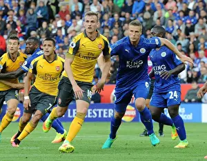 Leicester City V Arsenal 2016-17 Prints: Clash of Titans: Holding vs. Huth - A Battle of Defenders in Leicester City vs