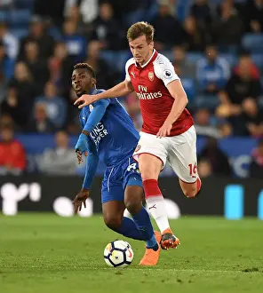 Leicester City V Arsenal 2017-18 Prints: Clash of Titans: Holding vs Iheanacho - Leicester City vs Arsenal, Premier League 2017-18