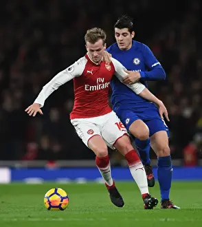 Arsenal V Chelsea 2017-18 Prints: Clash of Titans: Holding vs Morata - Arsenal vs Chelsea, Premier League 2017-18