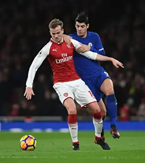 Arsenal V Chelsea 2017-18 Prints: Clash of Titans: Holding vs Morata - Arsenal vs Chelsea Showdown (2017-18)