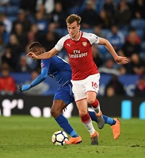Leicester City v Arsenal 2017-18 Collection: Clash of Titans: Iheanacho vs. Holding - Leicester City vs. Arsenal, Premier League 2017-18