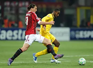AC Milan V Arsenal 2011-12 Prints: Clash of Titans: Johan Djourou vs Zlatan Ibrahimovic - AC Milan vs Arsenal FC