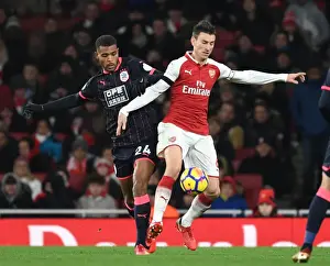 Arsenal V Huddersfield Town 2017-18 Prints: Clash of Titans: Koscielny vs Mounie in Arsenal's Battle against Huddersfield