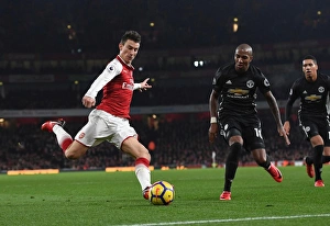 Arsenal V Manchester United 2017-18 Prints: Clash of Titans: Koscielny vs. Young - Arsenal vs