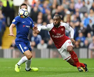 Chelsea V Arsenal 2017-18 Prints: Clash of Titans: Lacazette vs Azpilicueta - Premier League Battle