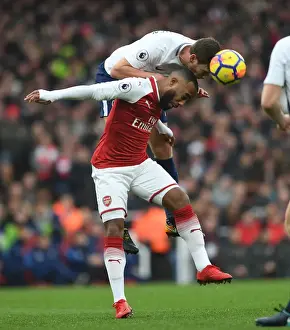 Arsenal V Tottenham Hotspur 2017-18 Prints: Clash of Titans: Lacazette vs Vertonghen in the North London Derby