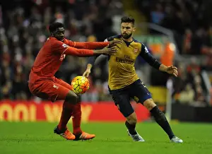 Liverpool V Arsenal 2015-16 Prints: Clash of Titans: Liverpool vs. Arsenal - Premier League Battle (2015-16) - Olivier Giroud vs