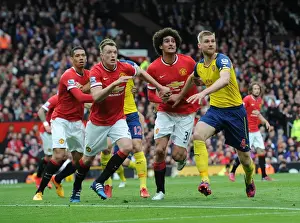 Manchester United V Arsenal 2014-15 Prints: Clash of Titans: Mertesacker vs