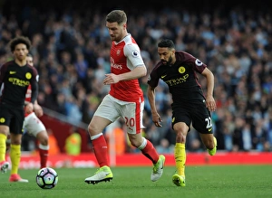 Arsenal V Manchester City 2016-17 Prints: Clash of Titans: Mustafi vs. Clichy - Arsenal vs. Manchester City, Premier League 2016-17