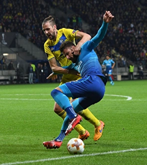 FC BATE Borisov V Arsenal 2017-18 Prints: Clash of Titans: Nemanja Milunovic vs
