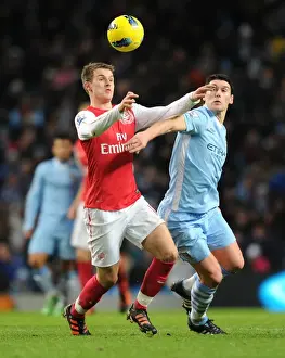 Manchester City V Arsenal 2011-12 Prints: Clash of Titans: Ramsey vs. Barry - Manchester City vs. Arsenal, Premier League, 2011