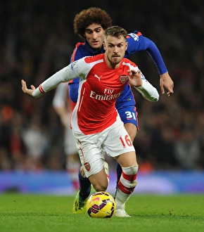 Arsenal V Manchester United 2014-15 Prints: Clash of the Titans: Ramsey vs