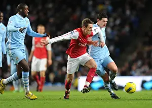 Manchester City V Arsenal 2011-12 Prints: Clash of Titans: Ramsey vs. Toure & Barry - Manchester City vs