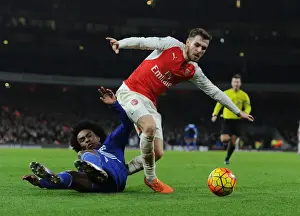 Arsenal V Chelsea 2015-16 Prints: Clash of the Titans: Ramsey vs. Willian Duel - Arsenal vs. Chelsea, Premier League 2015-16