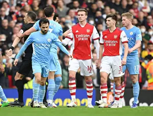 Arsenal V Manchester City 2021-22 Prints: Clash of Titans: Rob Holding vs Bernardo Silva - Arsenal vs Manchester City Premier League Showdown (2021-22)