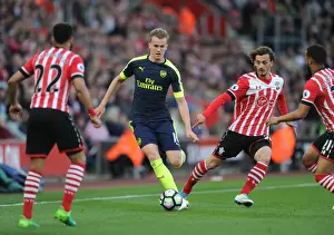 Southampton V Arsenal 2016-17 Prints: Clash of the Titans: Rob Holding vs Manolo Gabbiadini - Southampton vs Arsenal