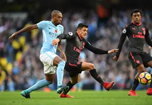 Manchester City V Arsenal 2017-18 Prints: Clash of Titans: Sanchez vs. Fernandinho - Manchester City vs