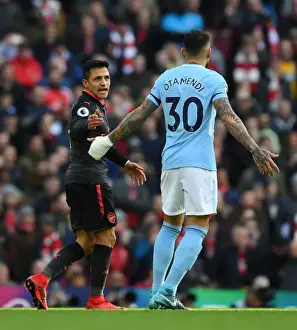 Manchester City V Arsenal 2017-18 Prints: Clash of Titans: Sanchez vs. Otamendi - Manchester City vs