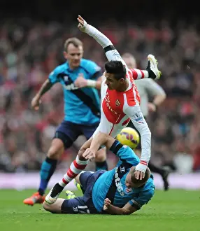 Arsenal V Stoke City 2014-15 Prints: Clash of Titans: Sanchez vs Shawcross - Arsenal vs Stoke City, Premier League 2014-15