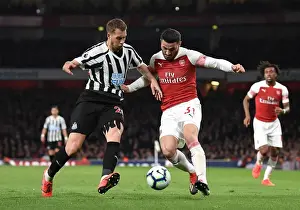 Arsenal V Newcastle United 2018-19 Prints: Clash of Titans: Sead Kolasinac vs Florian Lejeune - Arsenal v Newcastle United