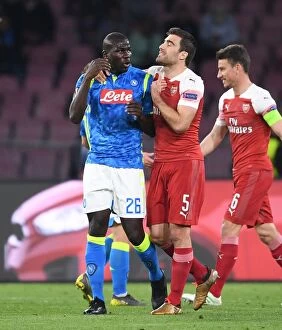 Napoli v Arsenal 2018-19 Collection: Clash of Titans: Sokratis vs. Koulibaly - UEFA Europa League Quarterfinal Showdown
