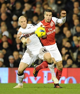 Fulham V Arsenal 2011-12 Prints: Clash of Titans: Van Persie vs. Senderos - Fulham vs. Arsenal, Premier League 2011-12