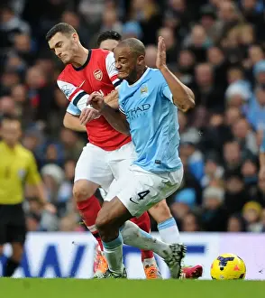 Manchester City V Arsenal 2013-14 Prints: Clash of Titans: Vermaelen vs. Kompany - Manchester City vs. Arsenal, Premier League, 2013