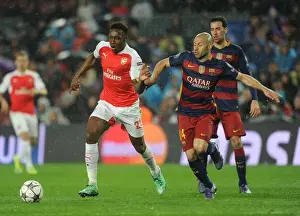 Barcelona V Arsenal 2015-16 Prints: Clash of Titans: Welbeck vs Mascherano - Arsenal vs Barcelona, UEFA Champions League 2016