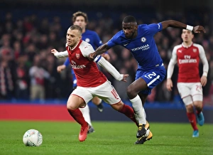 Chelsea V Arsenal - Carabao Cup 1/2 Final 1st Leg 2017-18 Prints: Clash of Titans: Wilshere vs. Rudiger in Carabao Cup Semi-Final Showdown (Chelsea vs)