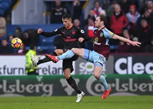 Burnley V Arsenal 2017-18 Prints: Clash of Titans: Xhaka vs Barnes in Burnley's Battle Against Arsenal