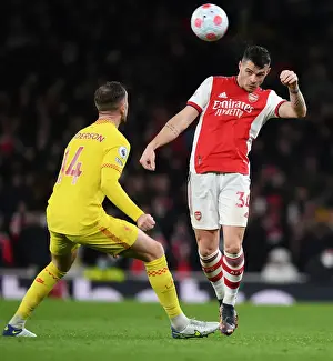 Arsenal V Liverpool 2021-22 Prints: Clash of Titans: Xhaka vs Henderson in Arsenal vs Liverpool Showdown