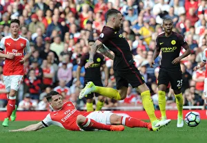 Arsenal V Manchester City 2016-17 Prints: Clash of Titans: Xhaka vs. Otamendi - Arsenal vs. Manchester City, Premier League