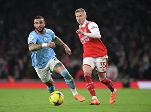 Arsenal V Manchester City 2022-23 Prints: Clash of Titans: Zinchenko vs Walker - Arsenal vs Manchester City Showdown at Emirates Stadium