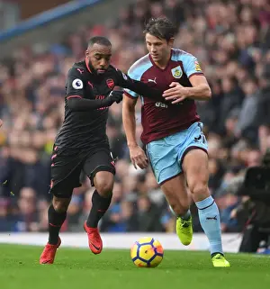 Burnley V Arsenal 2017-18 Prints: Clash at Turf Moor: Lacazette vs. Tarkowski in Premier League Showdown