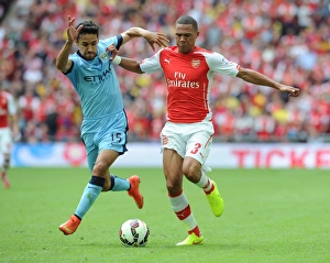Arsenal V Manchester City - FA Community Shield 2014/15 Prints: Clash at Wembley: Gibbs vs. Navas - Arsenal vs