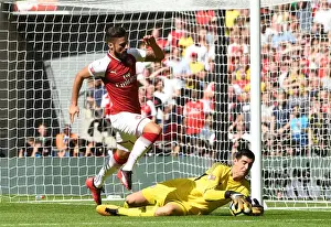 Arsenal V Chelsea - FA Community Shield 2017-18 Prints: Clash at Wembley: Giroud vs. Courtois in the FA Community Shield Showdown