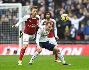 Tottenham Hotspur V Arsenal 2017-18 Prints: Clash at Wembley: Monreal vs. Eriksen in the Premier League Showdown
