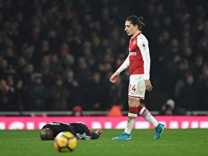 Arsenal V Manchester United 2017-18 Prints: Clash of Wings: Bellerin vs. Young - Arsenal vs. Manchester United (2017-18)
