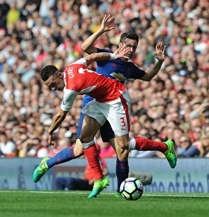 Arsenal V Manchester United 2016-17 Prints: Clash of Wings: Gibbs vs. Herrera - Arsenal vs. Manchester United, Premier League