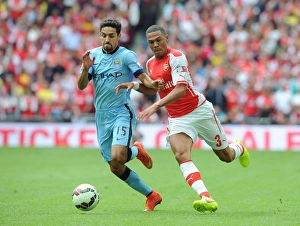Arsenal V Manchester City - FA Community Shield 2014/15 Prints: Clash of Wings: Gibbs vs Navas - Arsenal vs Manchester City FA Community Shield 2014
