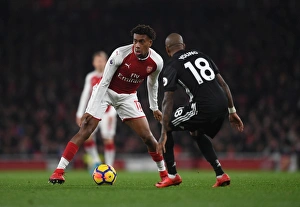 Arsenal V Manchester United 2017-18 Prints: Clash of Wings: Iwobi vs. Young - Arsenal vs. Manchester United, Premier League 2017-18