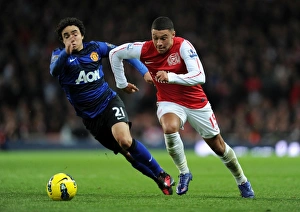 Arsenal V Manchester United 2011-12 Prints: Clash of Wings: Oxlade-Chamberlain vs. Rafael at the Emirates
