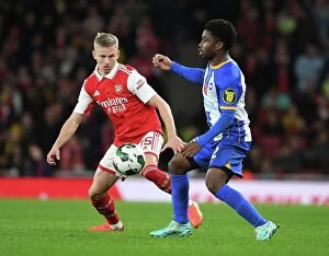 Images Dated 9th November 2022: Clash of the Wings: Zinchenko vs. Lamptey - Arsenal's Carabao Cup Showdown