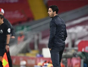 Images Dated 29th September 2020: Behind Closed Doors: Mikel Arteta's Battle at Anfield - Liverpool vs
