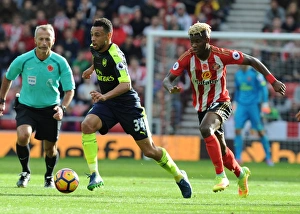Sunderland V Arsenal 2016-17 Prints: Coquelin Surges Past Ndong: Sunderland vs. Arsenal, Premier League 2016-17