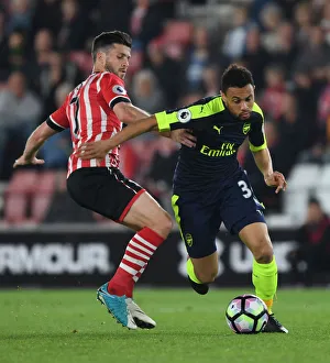 Southampton V Arsenal 2016-17 Prints: Coquelin vs. Long: A Fierce Battle in the Southampton vs