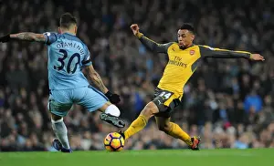 Manchester City V Arsenal 2016-17 Prints: Coquelin vs. Otamendi: A Premier League Showdown at the Etihad